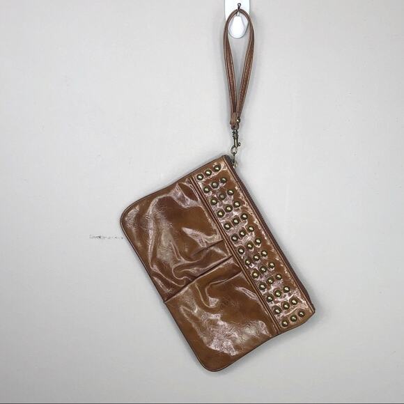 Y2k Express Brown Studded Leather Wristlet - Picture 2 of 7